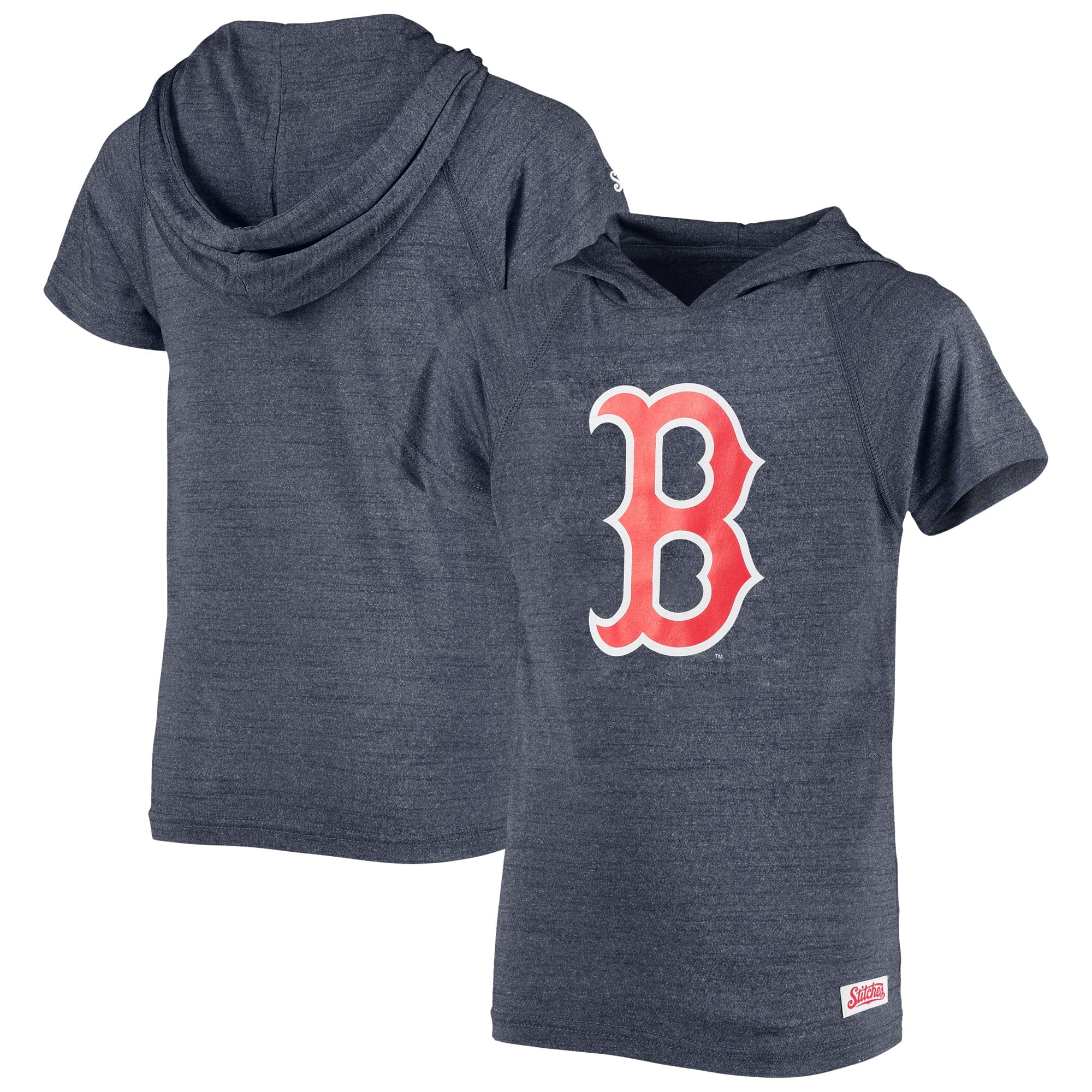 Youth Stitches Heathered Navy Boston Red Sox Raglan Short Sleeve