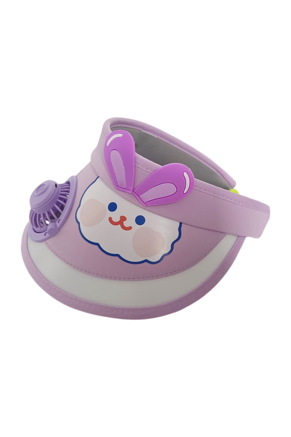 Youth Sun Hat Fan Cap with Reflective Safety Edge and Bunny Design for Easter Gifts USB Rechargeable Portable UV Protection Visor for Juniors Ages 3+ Outdoor Travel Accessory