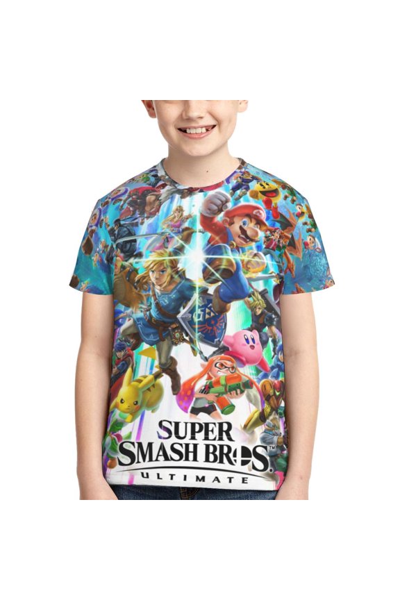 Youth Super Smash Bros T-Shirt 3d Printed Shirt Short Sleeve Top Tees For Boys Girls