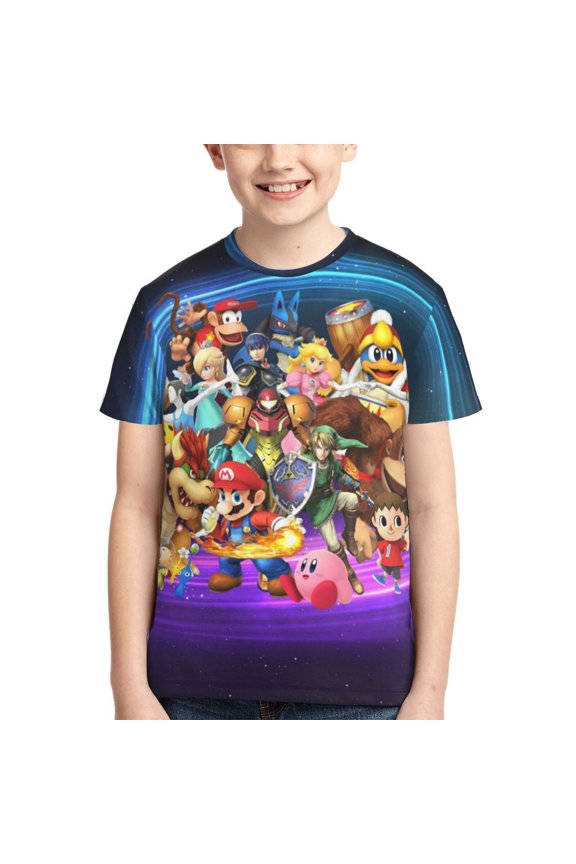 Youth Super Smash Bros T-Shirt 3d Printed Shirt Short Sleeve Top Tees For Boys Girls