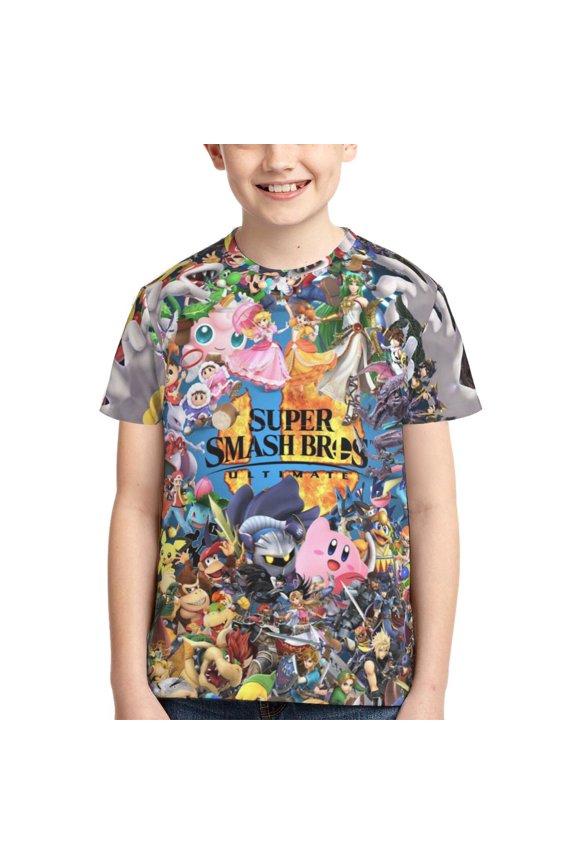 Youth Super Smash Bros T-Shirt 3d Printed Shirt Short Sleeve Top Tees For Boys Girls