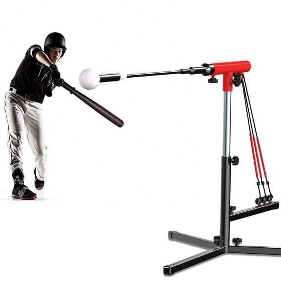FITPLAY Youth Swing Trainer For Baseball & Softball - Auto Reset Hitting Trainer with 3 Power Bands,Softball Swing Trainer Height Adjustable 2430" Baseball Training Equipment