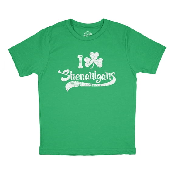 Youth T Shirts I Clover Shenanigans Funny St Patricks Day Tee for Kids