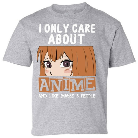 Youth T-shirt I Only Care About Anime Kids Tees - XS S M L XL Japanese Kawaii - Anime Clothes Short Sleeve Boys Girls Graphic Tee