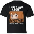 thumbnail image 1 of Youth T-shirt I Only Care About Anime Kids Tees - XS S M L XL Japanese Kawaii - Anime Clothes Short Sleeve Boys Girls Graphic Tee, 1 of 2