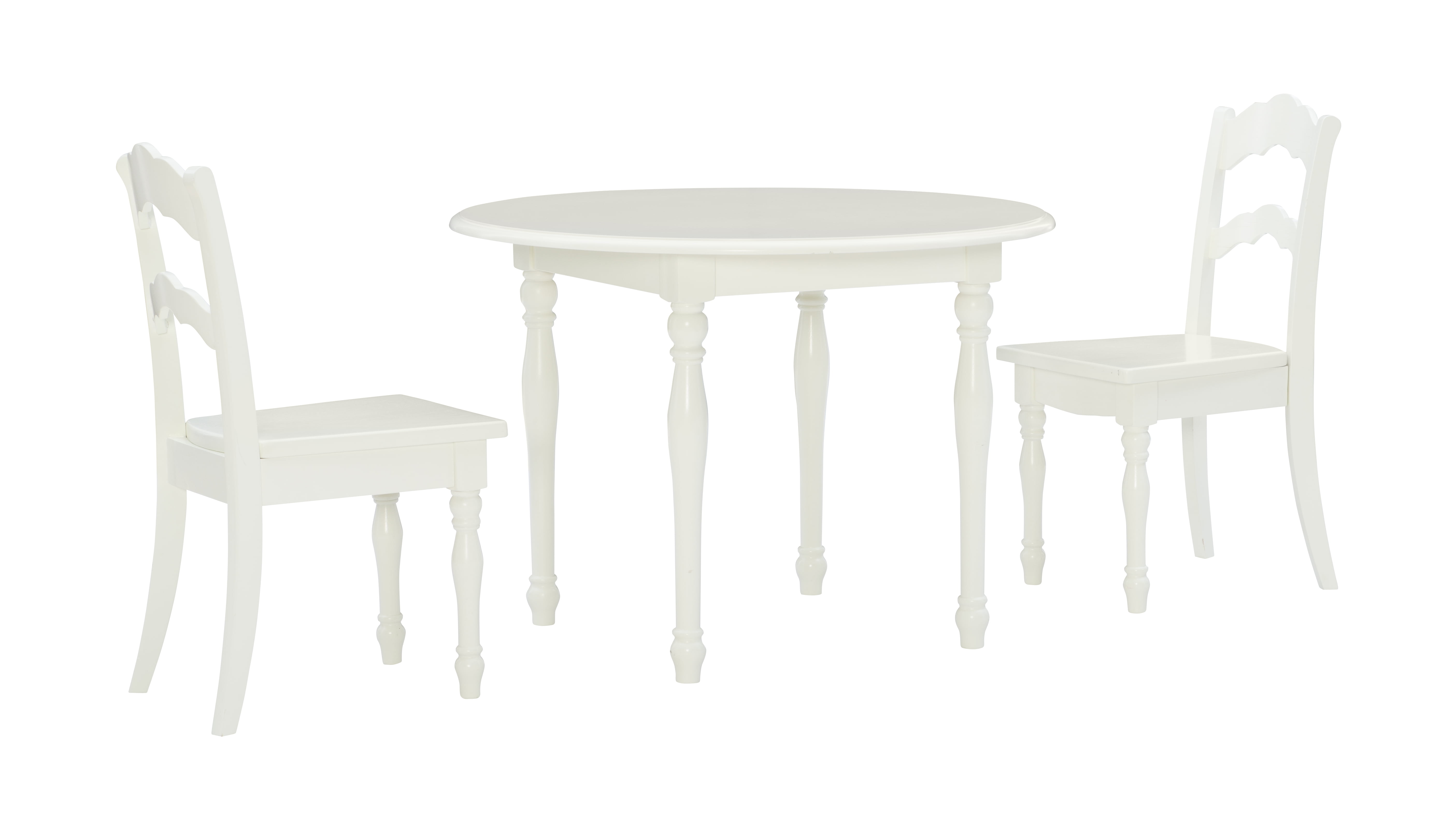 Linon Madi Youth Wood Table and Two Chair Set in Vanilla White