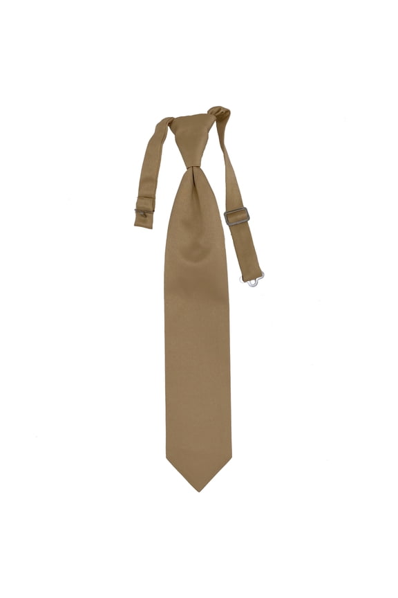 Youth Tan Formal Satin Pre-Tied Neck Tie in a Variety of Colors by Spencer J’s Signature Satin Collection
