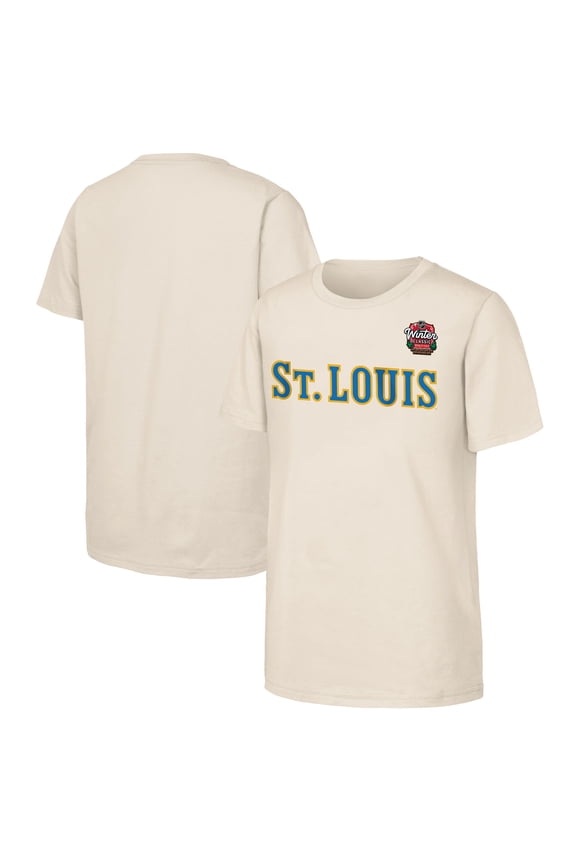 Youth Tan St. Louis Blues 2025 NHL Winter Classic Primary Logo T-Shirt