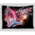 thumbnail image 1 of Youth Tapestry, Break Dance Party Poster Design with a Teen Girl Jumping Disco Nightclub Lifestyle, Wall Hanging for Bedroom Living Room Dorm Decor, 80W X 60L Inches, Multicolor, by Ambesonne, 1 of 2
