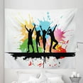 thumbnail image 1 of Youth Tapestry, Silhouettes of People Dancing Partying and Having Fun on Colorful Grunge Background, Fabric Wall Hanging Decor for Bedroom Living Room Dorm, 5 Sizes, Blue Black, by Ambesonne, 1 of 1