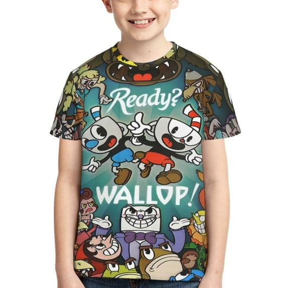 Youth The Cuphead Show T Shirts 3D Printed Short Sleeve Tee Shirt for Boys Girls