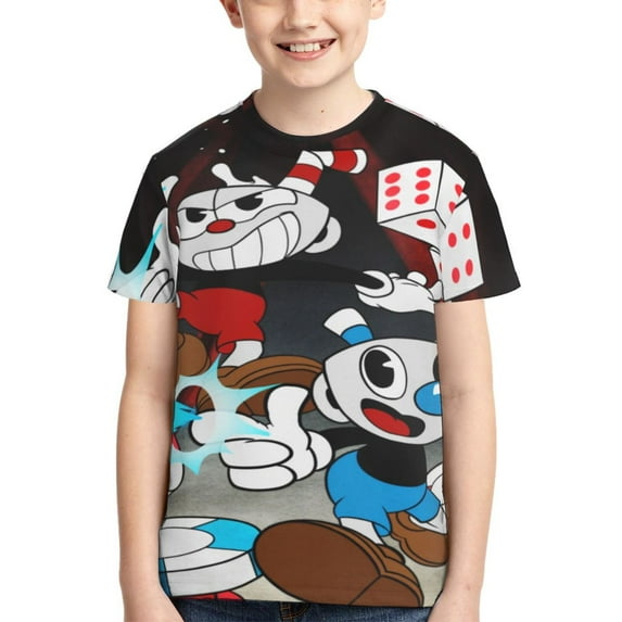 Youth The Cuphead Show T Shirts 3D Printed Short Sleeve Tee Shirt for Boys Girls