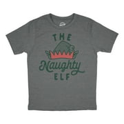 Youth The Naughty Elf T Shirt Funny Bad Behavior Xmas Elves Joke Tee For Kids