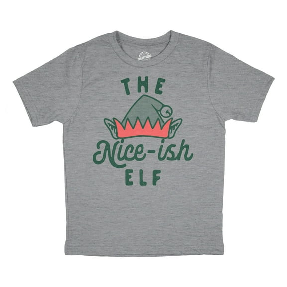 Youth The Nice Ish Elf T Shirt Funny Good Behavior Xmas Elves Joke Tee for Kids
