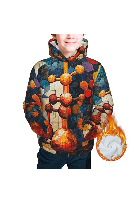Youth Thickened Hoodies Sweashirts Kids Warm Hooded Sweatshirt, Chemistry Patterns Art
