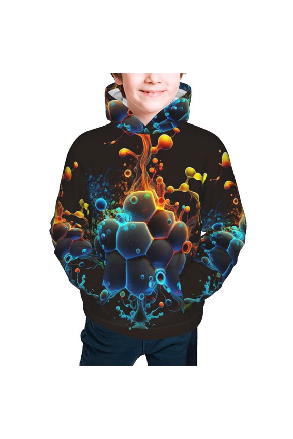 Youth Hoodies Sweashirts Kids Hooded Sweatshirt, Molecule Acid Chemistry Psychedelic