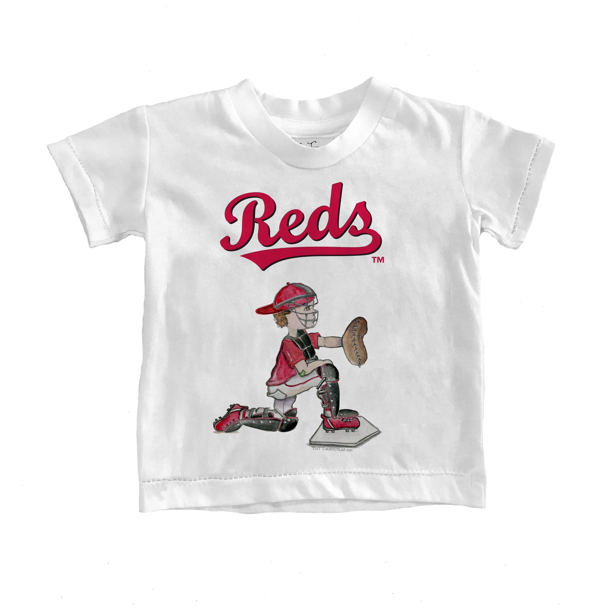 Youth Tiny Turnip White Cincinnati Reds Caleb the Catcher T-Shirt