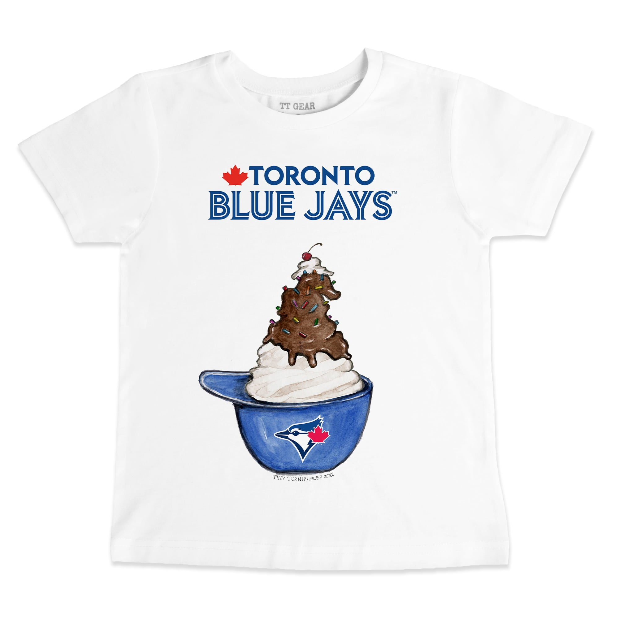 Youth Tiny Turnip White Toronto Blue Jays Sundae Helmet T-Shirt 