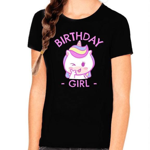 Youth Toddler Birthday Shirt Cute Birthday Pink Unicorn Birthday Shirt Birthday Girl Outfit