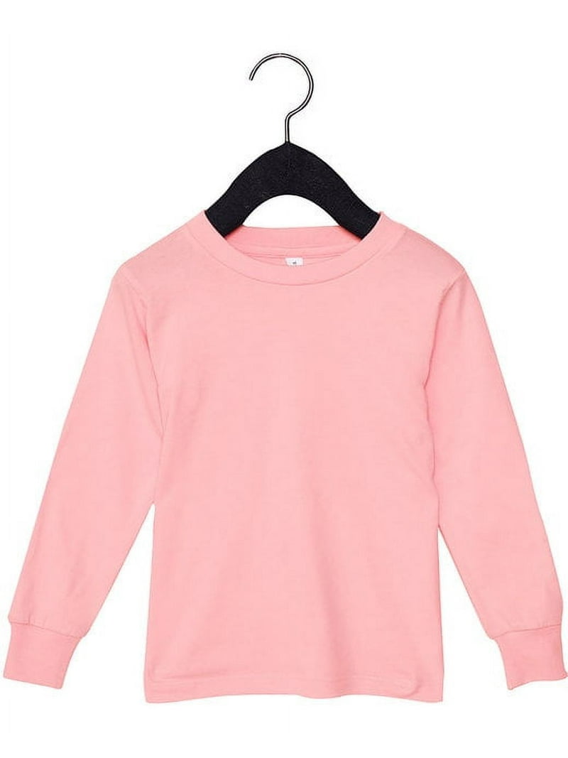 Youth Toddler Jersey Long Sleeve T-Shirt, Kids Tees, PINK 4T