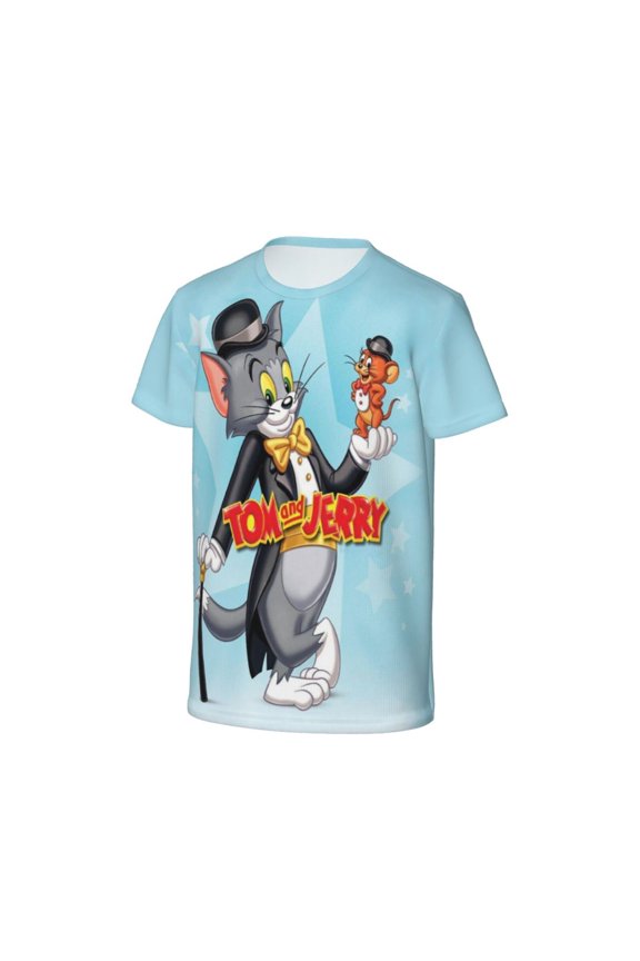 Youth Tom Cat Jery T Shirts Short Sleeve Kids Summer Tee Shirts For Boys Girls