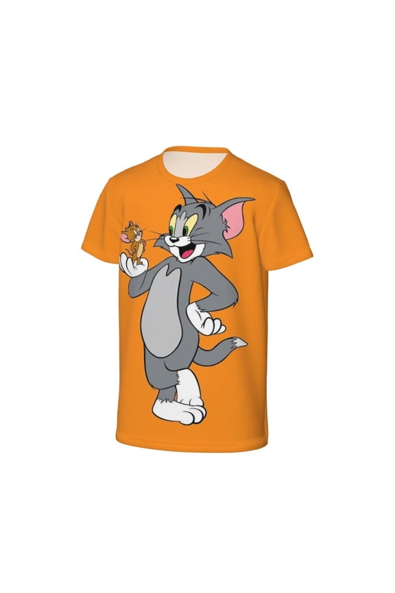 Youth Tom Cat Jery T Shirts Short Sleeve Kids Summer Tee Shirts For Boys Girls