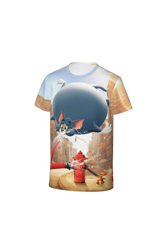 Youth Tom Cat Jery T Shirts Short Sleeve Kids Summer Tee Shirts For Boys Girls