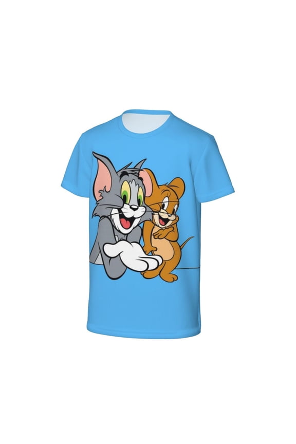 Youth Tom Cat Jery T Shirts Short Sleeve Kids Summer Tee Shirts For Boys Girls