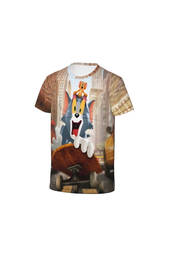 Youth Tom Cat Jery T Shirts Short Sleeve Kids Summer Tee Shirts For Boys Girls