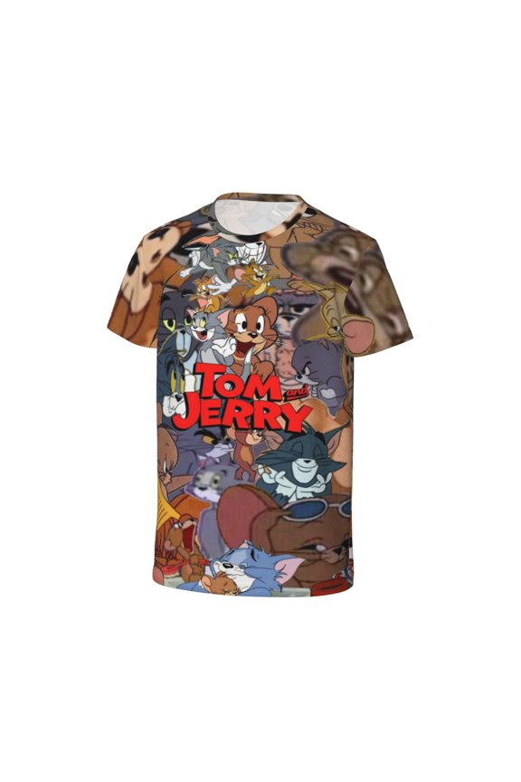 Youth Tom Cat Jery T Shirts Short Sleeve Kids Summer Tee Shirts For Boys Girls