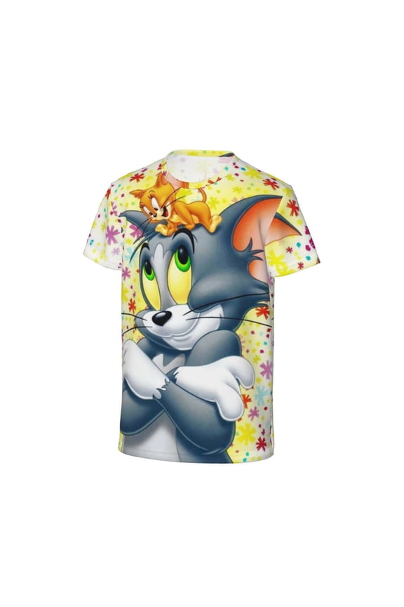 Youth Tom Cat Jery T Shirts Short Sleeve Kids Summer Tee Shirts For Boys Girls