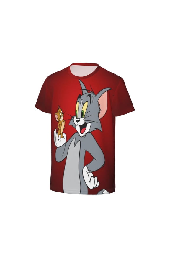 Youth Tom Cat Jery T Shirts Short Sleeve Kids Summer Tee Shirts For Boys Girls