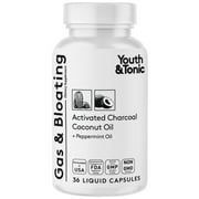 Youth & Tonic Tonic Activated Charcoal Capsules for Digestive Health and Detoxification, 36 Count