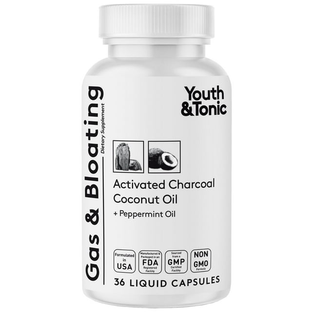 Youth & Tonic Activated Liquid Charcoal for Bloating and Gas Relief