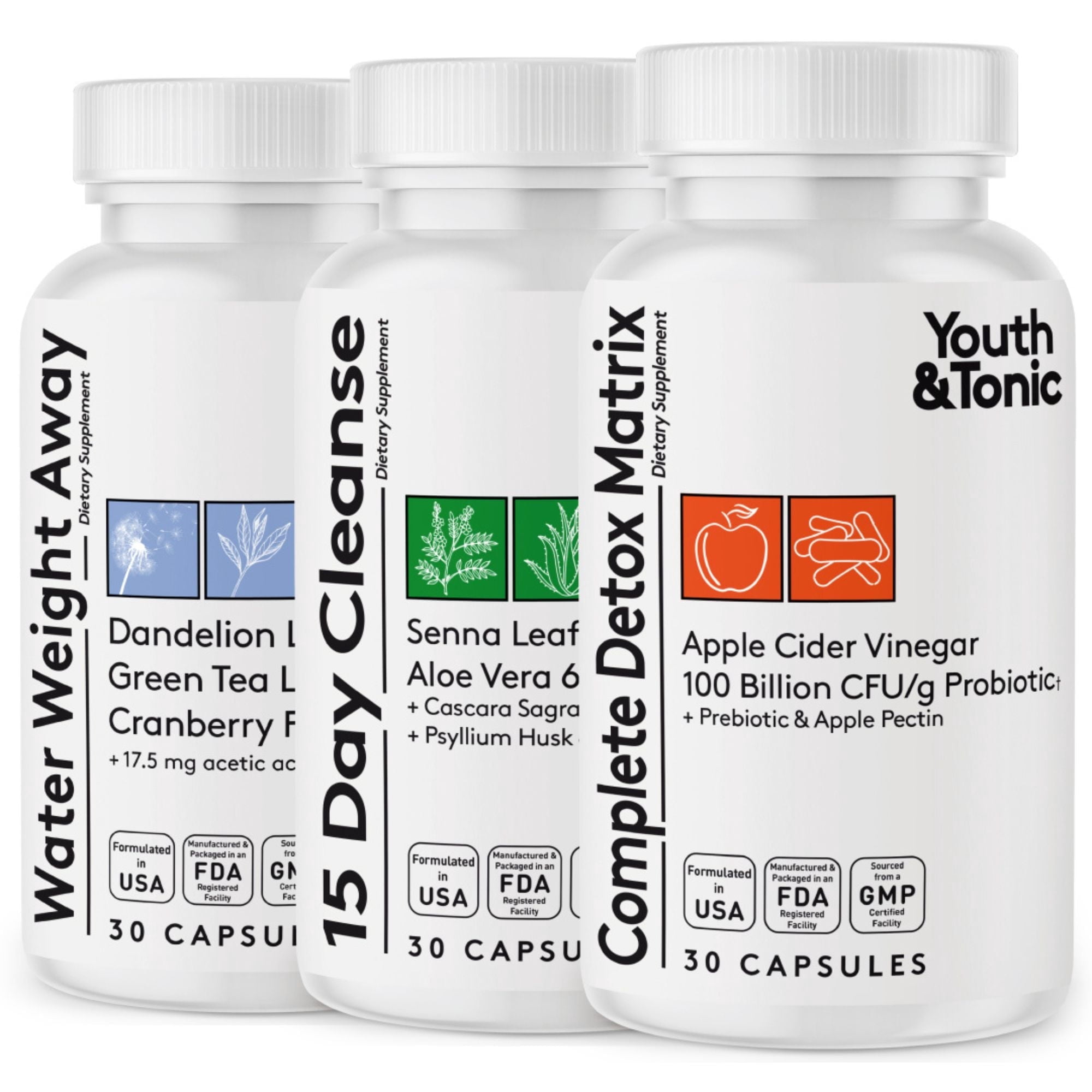 Youth & Tonic Adult Probiotic Supplement for Colon Detox & Support, 90 Capsules
