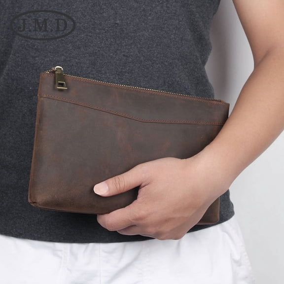 Youth Trendy Handbags Men's Wallets RFID Antimagnetic Long Zipper Bag,Dark brown