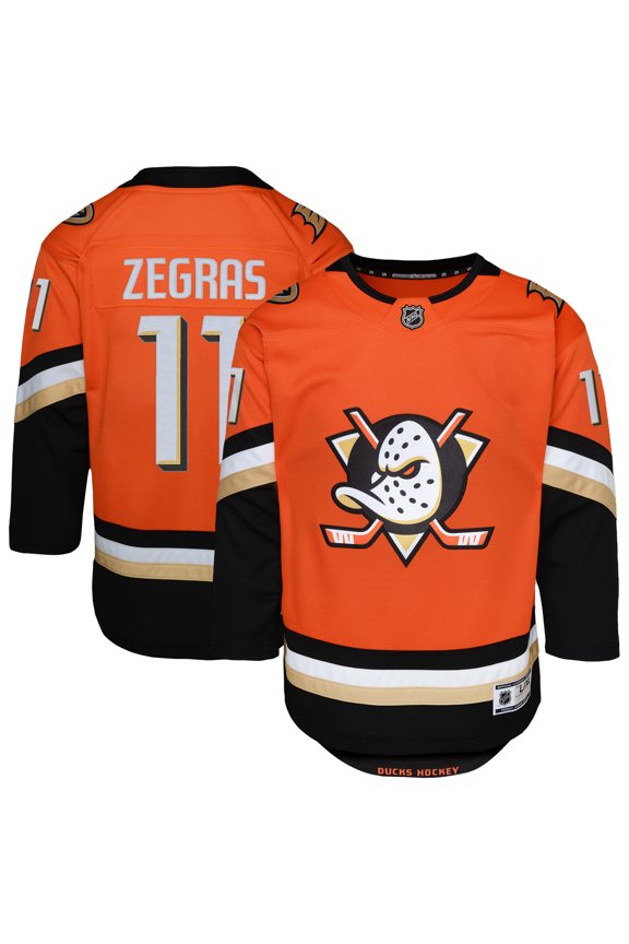 Youth Trevor Zegras Orange Anaheim Ducks Premier Player Jersey