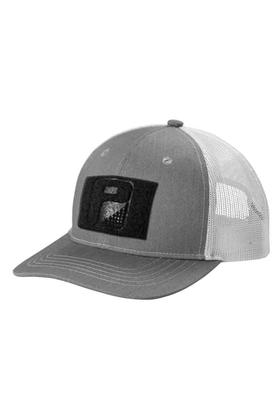 Kids/Youth Pull Patch Tactical Hat | Curved Bill Snapback Trucker Cap | 2x3 Inch Loop Surface for Morale Hook Patches | (Heather & White)
