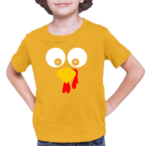 Youth Turkey Face Funny Thanksgiving Costume T-Shirt