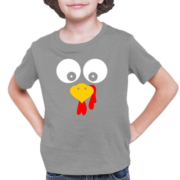 Youth Turkey Face Funny Thanksgiving Costume T-Shirt