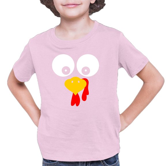 Youth Turkey Face Funny Thanksgiving Costume T-Shirt