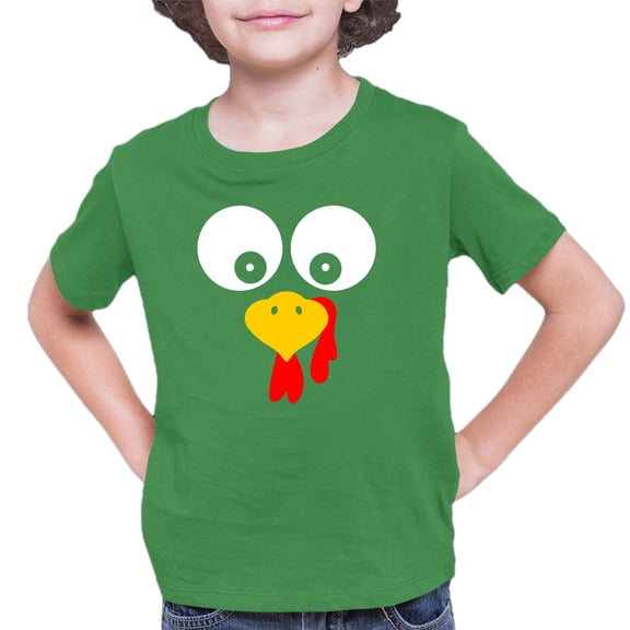 Youth Turkey Face Funny Thanksgiving Costume T-Shirt