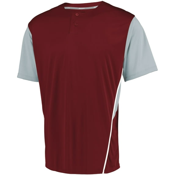 YOUTH TWO-BUTTON PLACKET JERSEY, L, COLUMBIA BLUE/BASEBALL GREY