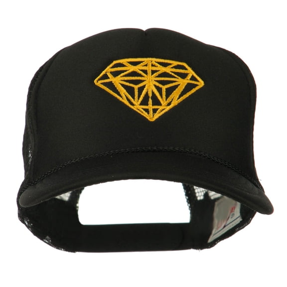 Youth Two Inches Diamond Embroidered Foam Mesh Cap - Black OSFM