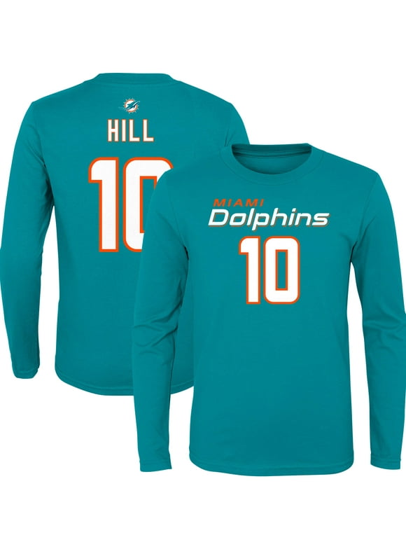 Youth Tyreek Hill Aqua Miami Dolphins Mainliner Player Name & Number Long Sleeve T-Shirt