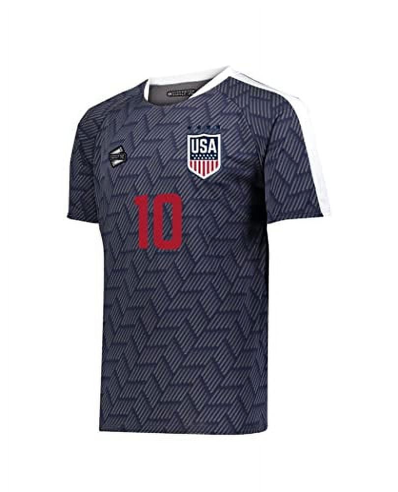 Youth US Soccer Jersey - Short Sleeve, Navy Blue, Size Medium (Number 10)