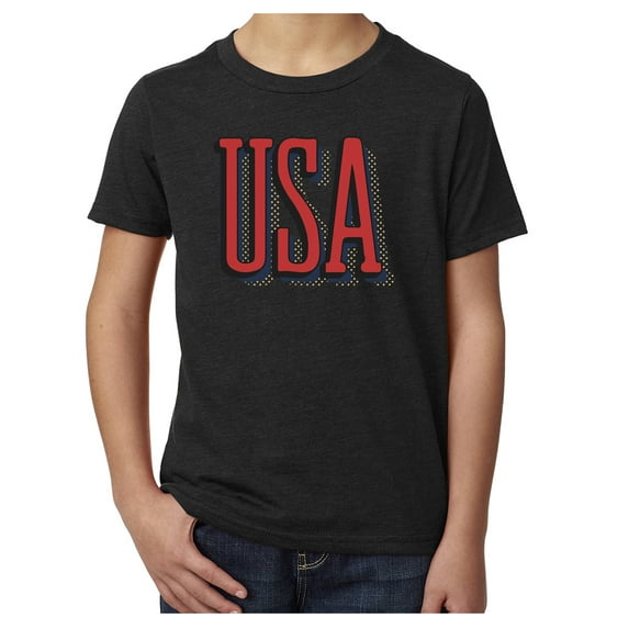 Youth USA Patriot T-shirts, 4th of July Shirts, Kids Graphic Tees - Black MH200YPATRIOT S24 M