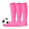 thumbnail image 1 of Youth Unisex Soccer Baseball Softball Team Sports Cushion Acrylic Socks 3 Pair Hot Pink, 1 of 2