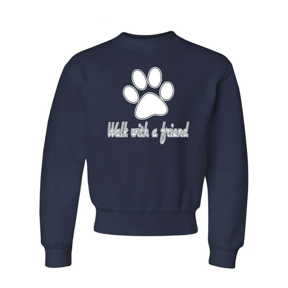 Youth Walk With A Friend Dog Lovers Pet Lovers Crewneck Sweatshirt