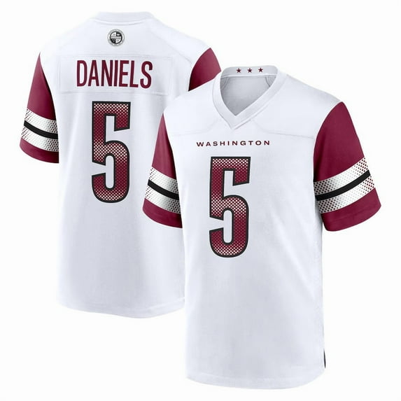 Youth Washington Daniels 5 White Stitched T-Shirts Sports Player Game Top, Large